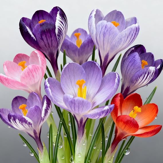 Premium Saffron Crocus Bulbs – Autumn-Flowering, Hardy, Easy to Grow, Vibrant Purple Blooms，Hardy Perennial, Excellent Display-4bulbs-A
