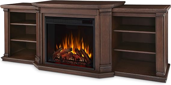 Real Flame Valmont 74" Electric Fireplace TV Stand for TVs up to 70 inches, Entertainment Center with Adjustable Shelves and Storage, TV Stand for Living Room and Bedroom, Remote Control, Timer