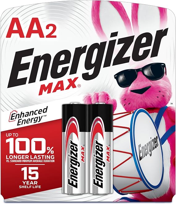 Energizer MAX AA Batteries (2 Pack), Double A Alkaline Batteries