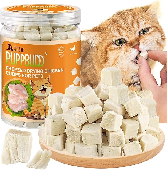 Gefriergetrocknete Snacks für Katzen und Hunde Knuspriger Katzensnack mit Huhn Katzen Leckerlies Freeze Dried Chicken Treats