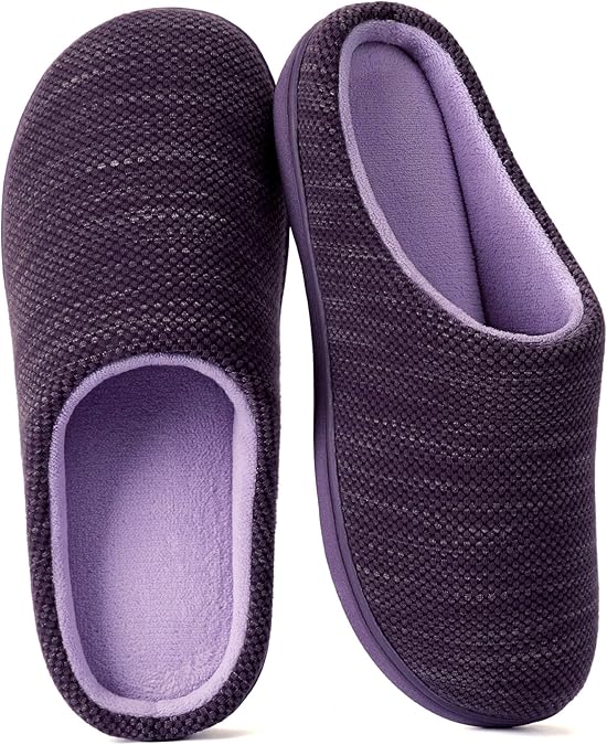 RockDove Womens Birdseye Knit Memory Foam Slippers | Two Tone, Slip On, Open Back, Breathable, Non Slip, Memory Foam, Machine Washable, Lightweight, Comfortable, Warm, Gift-Ready