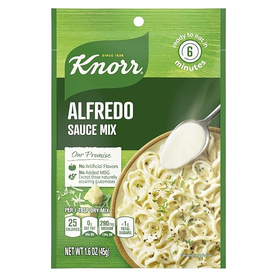 Knorr Creamy Alfredo Pasta Sauce Mix 1.6 oz, 1PK | For creamy sauces, pasta, sides and simple meals; no artificial flavors; no added MSG; 1.6 oz.