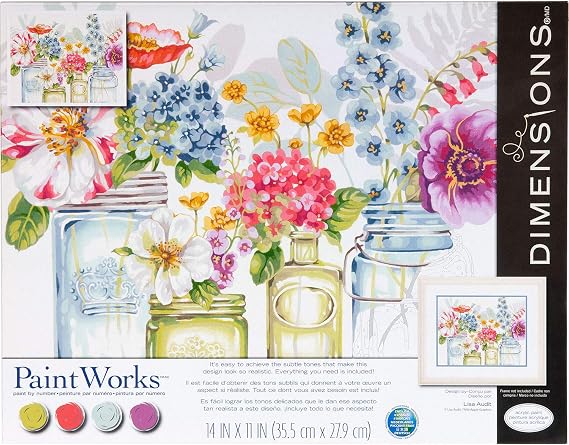 Dimensions , Rainbow Flowers, PaintWorks Paint by Numbers Kit for Adults and Kids, 14'' x 11' | 14" X 11" | Everything Included | Acrylic Paint