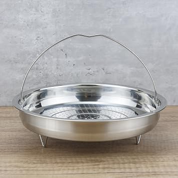 EIKS Stainless Steel Mesh Steamer Basket with Easy Lift Handle for Steaming Vegetables Dumplings Seafood Eggs (8.0" Diameter)