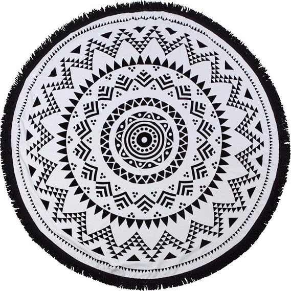 SwimZip Round Beach Towel Black Sand Beach
