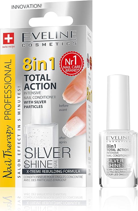 EVELINE 8 IN 1 TOTAL ACTION INTENSIVE NAIL CONDITIONER SILVER SHINE 12ml E-K018