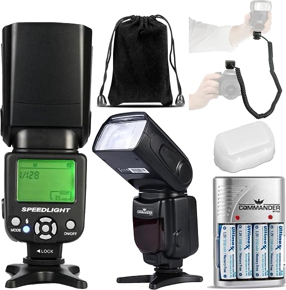 CO-613C E-TTL Speedlite for Canon EOS-Fully Automatic Flash Bounce,Swivel, Zoom Head for Rebel T5, T6, T7, T100, 2000D, 4000D, 3000D Effective up to 90ft, Built in Diffuser for No Red Eyes, Slave Mode