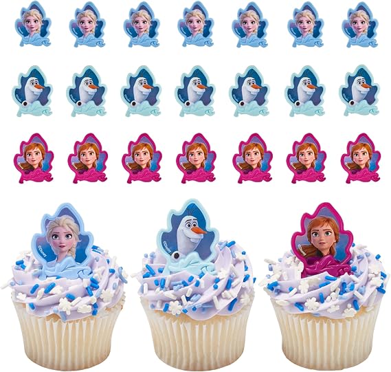 Frozen II Cupcake Decoration Toppers | 24 Pack Party Cake Rings