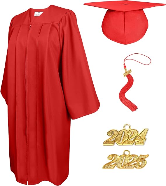 GradPlaza Unisex Matte Graduation Cap And Gown With Tassel 2024 2025 Graduation Gown Set