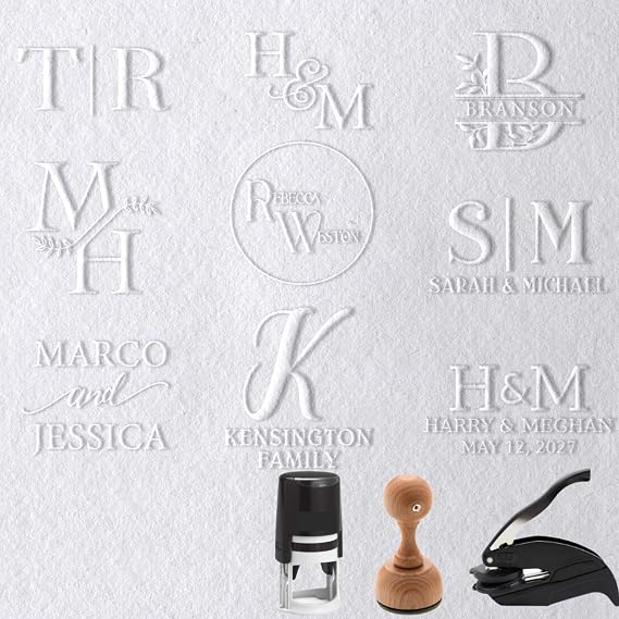 Personalized Library or Wedding Book Name Embosser Stamp | Custom Wreath Embosser With Name | Wedding Gift | Monogram Initial Stamp