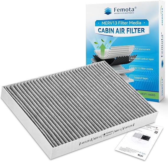 Certified MERV 13 Cabin Air Filter with Activated Carbon, CF11668 Compatible with Chrysler 300 & Dodge Challenger, Charger.