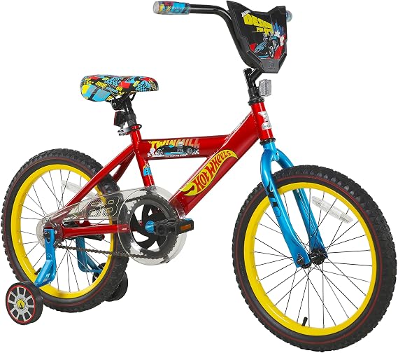 Dynacraft Hot Wheels BMX Bike for Boys, 12-18 Inch Kids Bike, Ages 3-9, Rev Grip Handlebar Feature, Red & Black