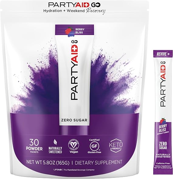 LIFEAID PARTYAID GO Zero Sugar Recovery Hydration Packets (30 Packets)