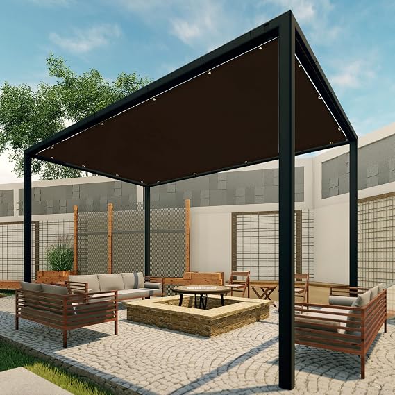 Patio Paradise 16' x 27' Shade Cloth with Grommets, Sun Shade Sail Rectangle with Straight Edge, Outside Patio Cover Pergola Shades Canopy, UV Block Shades Fabric for Backyard Garden, Brown