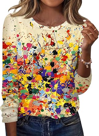 TCOT Women Long Sleeve Crew Neck Tee Tops Trendy Casual Dressy Blouses Spring Clothes Pullover Shirts