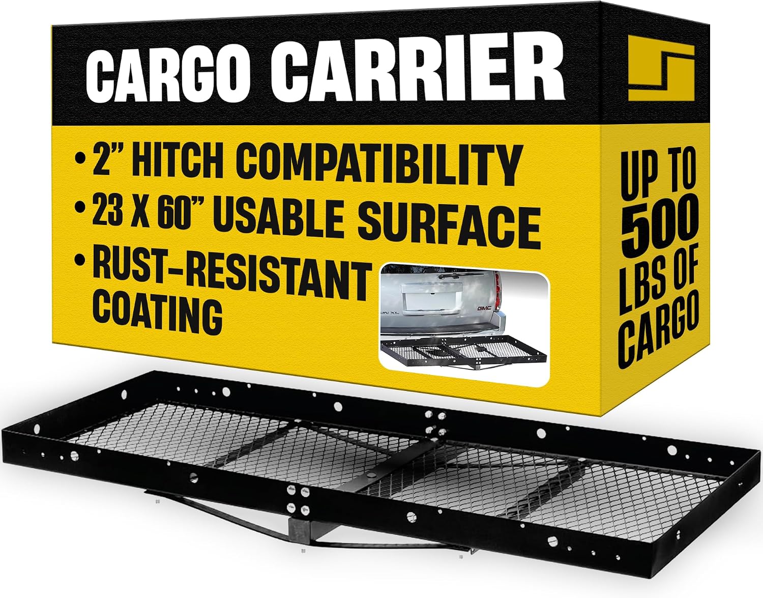 Stromberg Carlson CC-100 Cargo Carrier - 23 x 60 RV Cargo Caddy - Trailer Caddy for RVs and Campers - Hitch Cargo Carrier Fits 2 Receiver - Supports Up to 500lbs of Cargo
