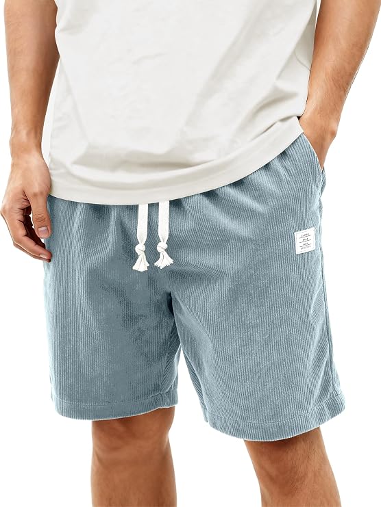 HOTake Men's Casual Corduroy Shorts 7 Inch Summer Beach Shorts
