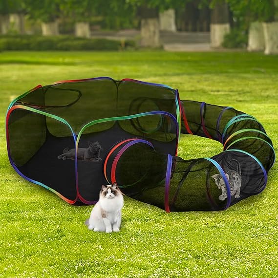 Foldable Cat Enclosure - Portable Outdoor Cat Tent,Enclosed Playpen Tunnel Playground for Cat Run,Outdoor Enclosure Portable Cage for Cats,Small Dogs,Rabbit and Other Small Animals