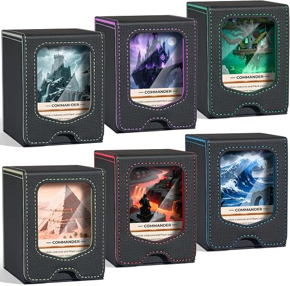Fabmaker 6 Pack Deck Box Compatible with MTG Commander,Comman-der Deck Box