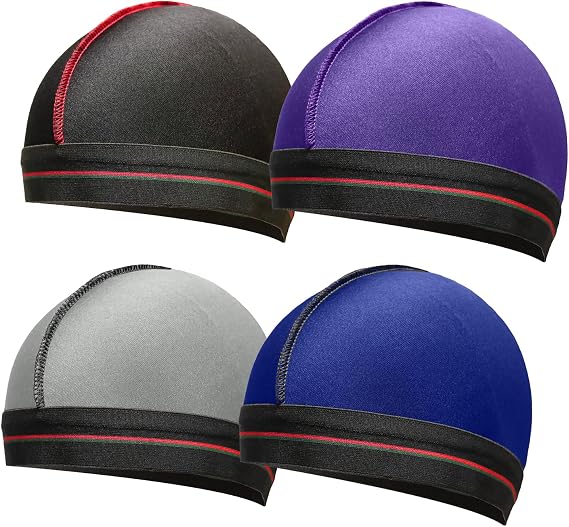 ForceWave Silky Stocking Cap for Men Women, Black Compression Wave Cap for 360 Waves, 4-Pieces