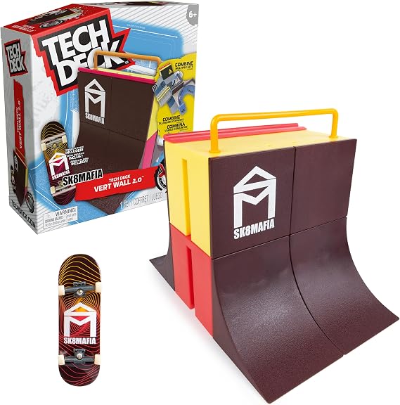 Tech Deck - Finger Skate - Starter Set X-Connect SK8MAFIA Green Wall Skatepark 100% Customisable to Build and Personalise + 1 Exclusive Finger Skateboard - Mini Skateboard - Toy