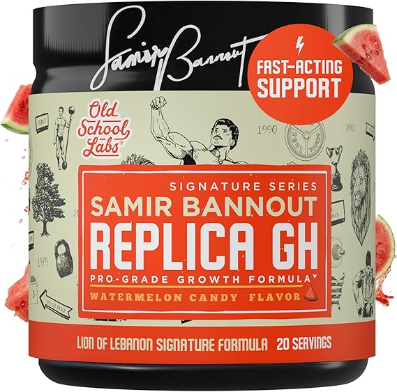 Old School Labs Replica GH - HGH Supplement for Muscle Growth, Powder | Samir Bannout Collab Human Growth Hormone Support Powder Supplement for Men