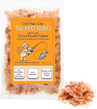 Cat-Man-Doo | Bonito - 4oz. Big Bag | Bonito Fish Flakes for Cat & Dog Treats | Healthy, Single Ingredient, Treat or Food Topper, High Protein