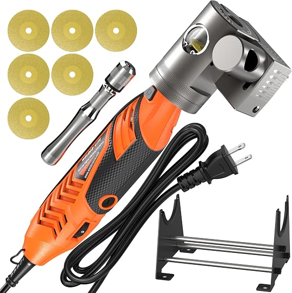 Tungsten Electrode Sharpener Grinder, 1060 Stepless Angle Adjustment, Fits 0.040 in 1/8 in Diameter TIG Electrodes (Gray)