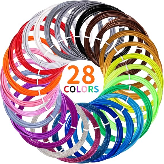 Kretrum 3D Pen Filament Refills 28 Colours 1.75 mm PLA 3D Printing Pen Filament Each Colour 3M Toal 84M (276 Feets) Compatible with MYNT3D SCRIB3D PIKA3D 3D Pen for Kids NOT Fit 3Doodler Start Pen