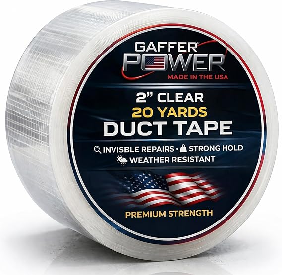 Gaffer Power Clear Repair Tape 2 in x 20 Yds, Waterproof, Made in USA
