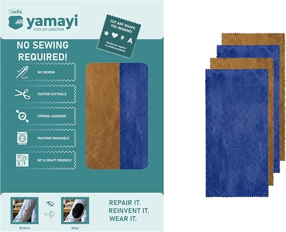 Texfix Yamayi, Ütü ile Yapışan Yama, Yapışkanlı Yama, 4 adet 30 cm x 15 cm, Yıkamaya Dayanıklı, Dikiş Gerektirmez (Suede-4)