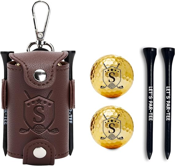 Golf Gifts for Men Ball & Tee Holder with 2 Balls and 2 Tees - Golf Accessories for Men/Women