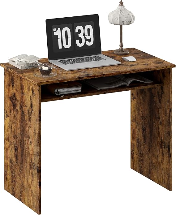 HOMCOM Modern Computer Desk, Home Office Table, 90 x 50cm, Rustic Brown
