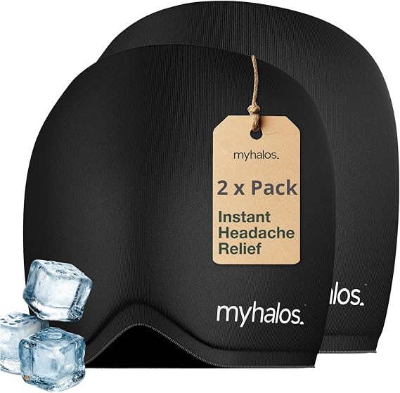 Myhalos Migraine Relief Cap, Ice Hat for Migraines, Headache Relief Cap, 30% More Gel, Hot & Cold Therapy Head Ice Pack, Cooling Headache Hat, Tension Wrap, Hangover Cap, Ice Face Mask