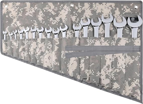 16 Pocket Wrench Roll Organizer, Rolled Tool Pouch Bag