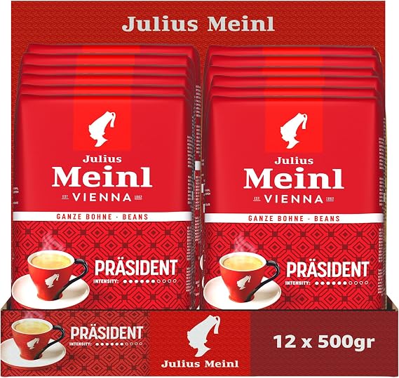 Julius Meinl President Coffee Beans, 500 g x 12 Pieces