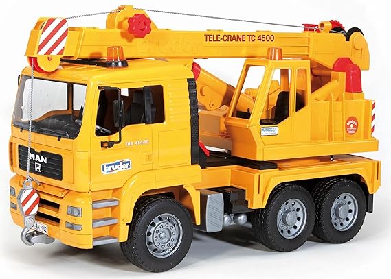 Bruder MAN TGA Crane Truck 02754 | 1:16 Scale Construction Toy with Extendable Boom, Rotating Crane, and Outriggers | Made in Germany for Indoor and Outdoor Play