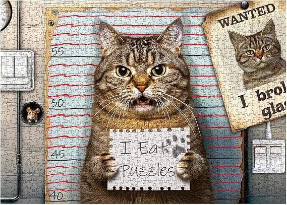 Funny Cat Jigsaw Puzzle 1000 Piece for Adult, Cute Animal Kitten Art Jigsaw Puzzles, Beautiful Aesthetic Mouse Challenging Puzzle