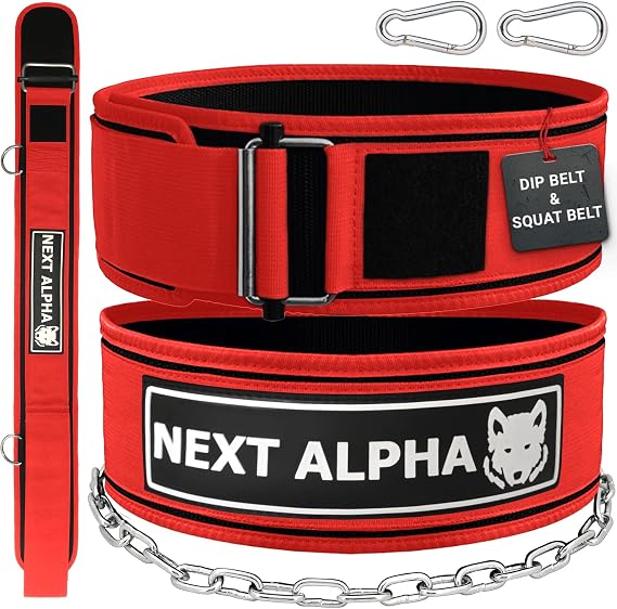 Weight Lifting Belt & Dip Belt Combination - Custom Weight Lifting Belt for Men and Women - Self Locking & Quick Release Buckle - With Chain