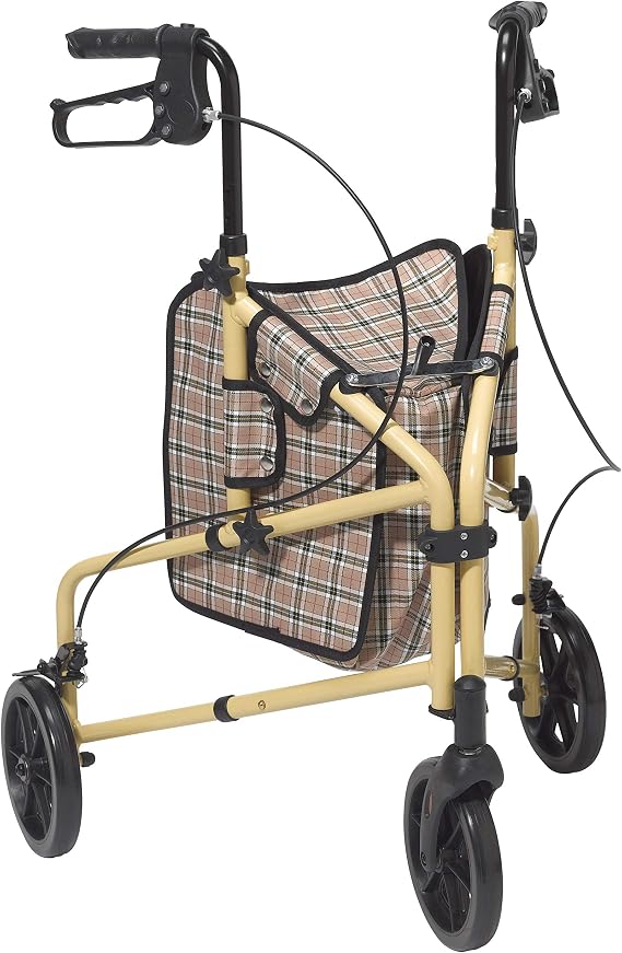 Drive Medical Winnie Lite Supreme Rollator Walker with Wheels, Tan Plaid | Rollator Walker with Wheels Offers Lightweight, Foldable Design for Everyday Mobility and Convenience