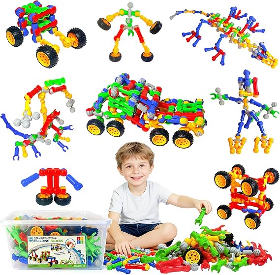 STEM Building Blocks 170 Pcs Construction Toy with Storage Box