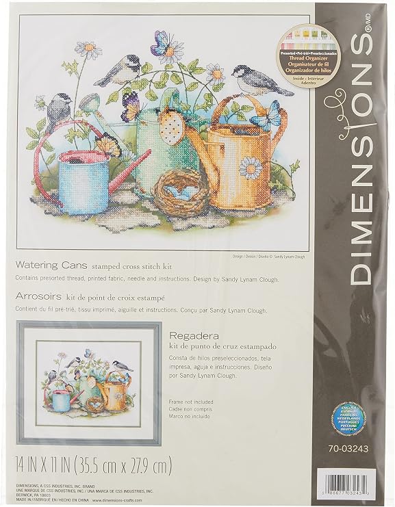 Dimensions Stamped Cross Stitch Kit, Watering Cans, 14" x 11"
