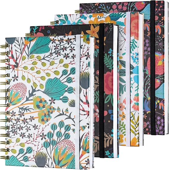 4 Pack Spiral Notebook, A5 Lined Journal for Women, College Ruled 160 Pages