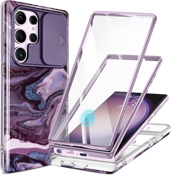 GVIEWIN for Samsung Galaxy S23 Ultra Case Slide Camera Cover 2 Front Frames