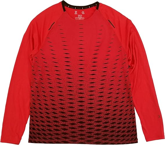 Xersion Mens Red Black Long Sleeve Training Tee Activewear T-Shirt