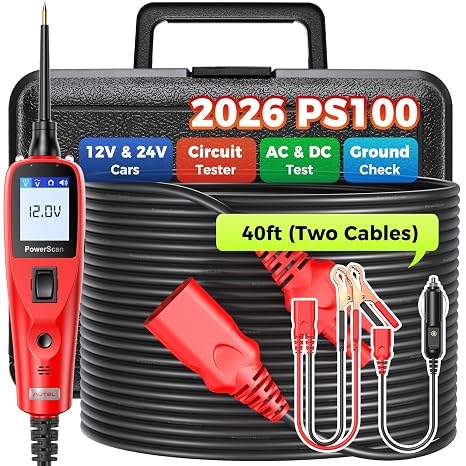 Autel PowerScan 12-24V Car Circuit Tester, Power Probe, Short/Open Finder | 40FT Extension Cable, Component Activation, Relay & Fuse Test, AC/DC Voltage Test, Resistance Measurement, Duty Cycle Test