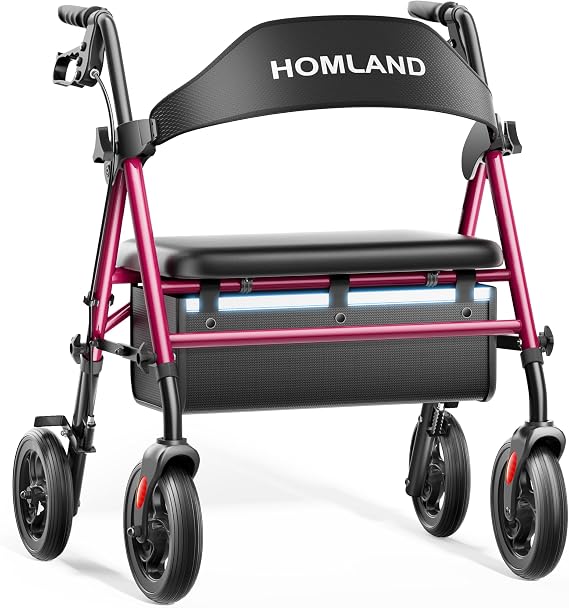 HOMLAND Bariatric Walkers for Seniors with Seat, 20" Extra Wide Padded Seat
