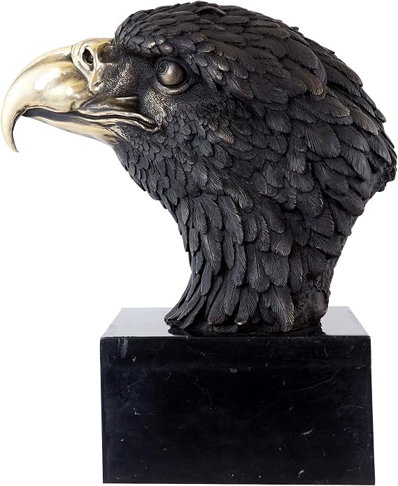 Kunst & Ambiente - XXL Eagle Bronze Animal Figure - Sea Eagle on Marble Base - Signed Milo - Decorative Statue - Sculpture - Home Decoration for Indoor Use