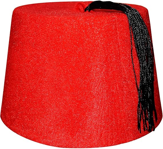 Hat 1 Pcs Egyptian Adult Red Tarboush Tarboosh Fez Turkish Ottoman Complete Any Costume Features With Black Tassel Large Traditional Egypt Arabic Arabian Accessory Fine Cotton Men & Women