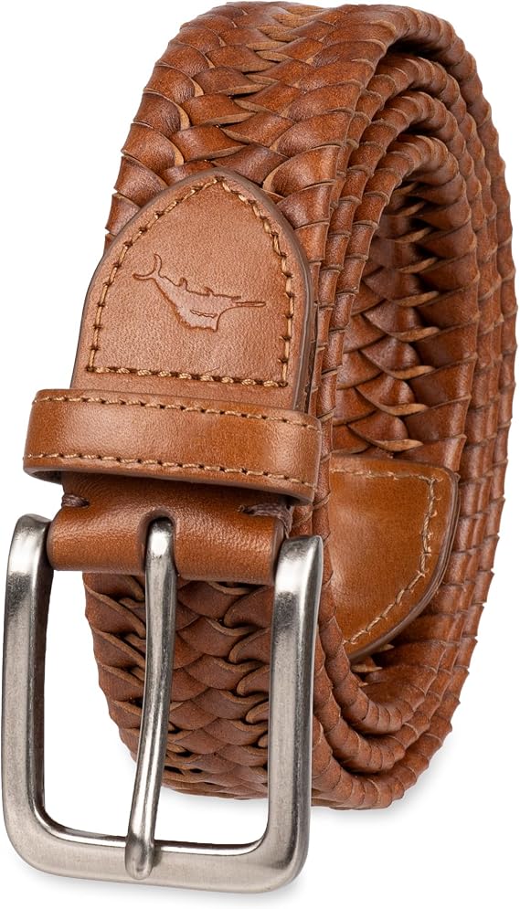 Tommy Bahama Men's Braided Leather Belt, Fully Adjustable Stretch Comfort Design for Relaxed, Everyday Style